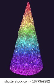 Vector arco iris decorado árbol de Navidad con guirnaldas