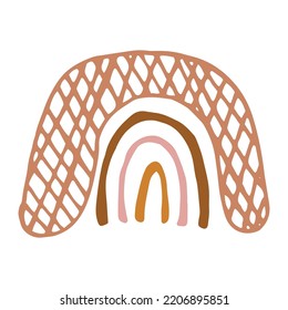 Vector rainbow doodle illustration for design. Celestial element isolated on white background