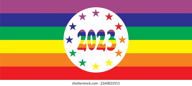 Bandera arco iris vectorial de la comunidad LGBT. Símbolo LGBT en 
colores arcoiris 2023