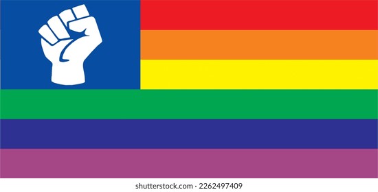 Vector rainbow flag of the LGBT community. LGBT symbol in 
rainbow colors. Fist. 