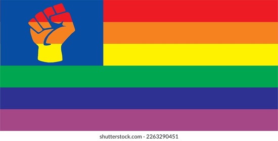 Vector rainbow flag of the LGBT community. LGBT symbol in 
rainbow color. Fist.