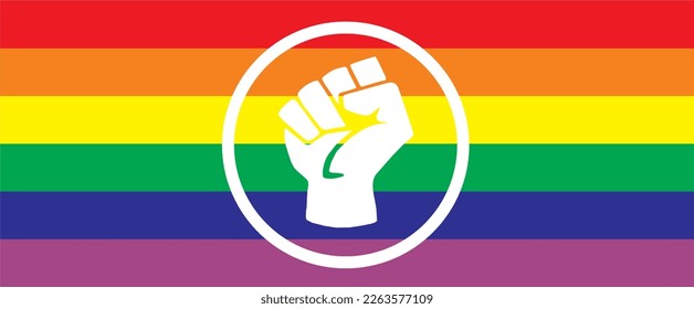 Vector rainbow flag of the LGBT community. LGBT symbol in 
rainbow color. Fist.