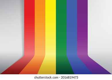 Vector rainbow flag on backgrounds with shadow Symbol color of the LGBTQ group perspective flag that is red orange yellow green blue and purple