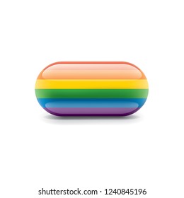 Vector a rainbow flag waving on white background