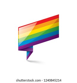 Vector a rainbow flag waving on white background