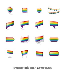 Vector a rainbow flag waving on white background
