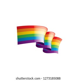 Vector a rainbow flag waving on white background