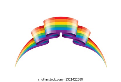 Vector a rainbow flag waving on white background
