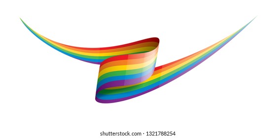 Vector a rainbow flag waving on white background
