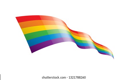 Vector a rainbow flag waving on white background