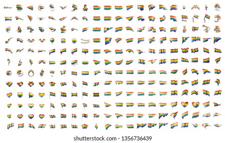 Vector a rainbow flag waving on white background