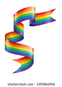 Vector a rainbow flag waving on white background