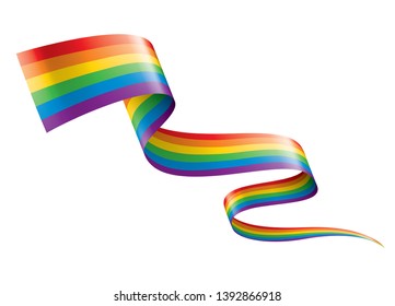 Vector a rainbow flag waving on white background
