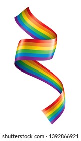 Vector a rainbow flag waving on white background