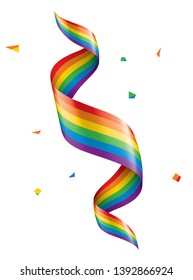 Vector a rainbow flag waving on white background