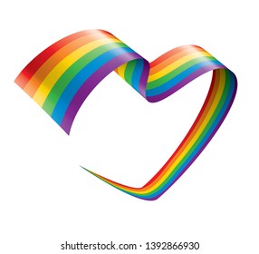 Vector a rainbow flag waving on white background