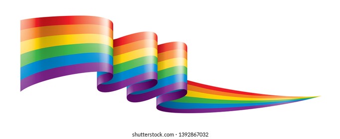 Vector a rainbow flag waving on white background