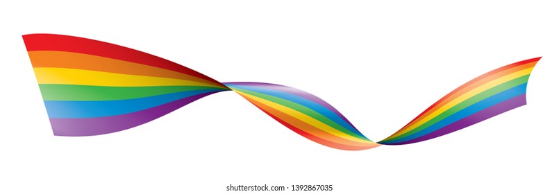 Vector a rainbow flag waving on white background
