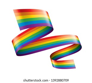 Vector a rainbow flag waving on white background