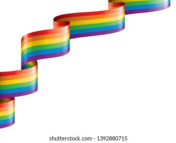 Vector a rainbow flag waving on white background