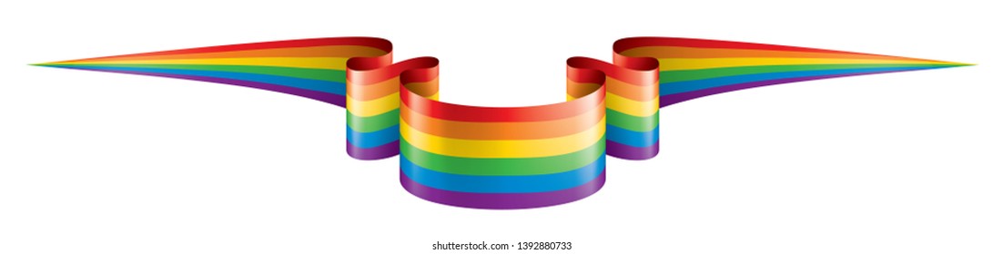 Vector a rainbow flag waving on white background