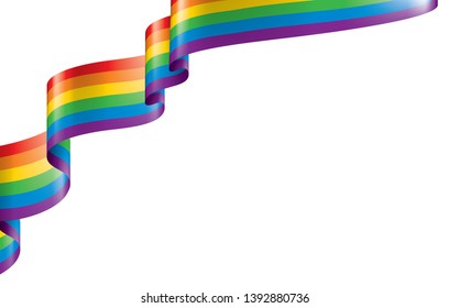 Vector a rainbow flag waving on white background