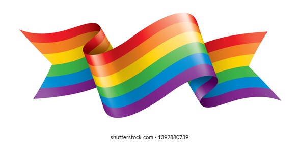 Vector a rainbow flag waving on white background