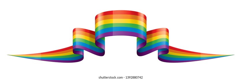 Vector a rainbow flag waving on white background