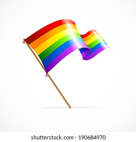 Vector a rainbow flag waving on white