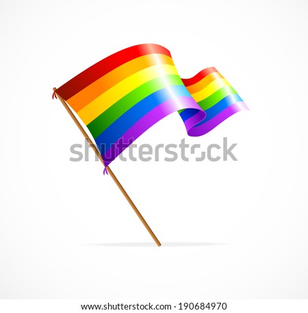 Vector a rainbow flag waving on white