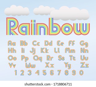 Vector rainbow font, upper and lower case plus numbers.