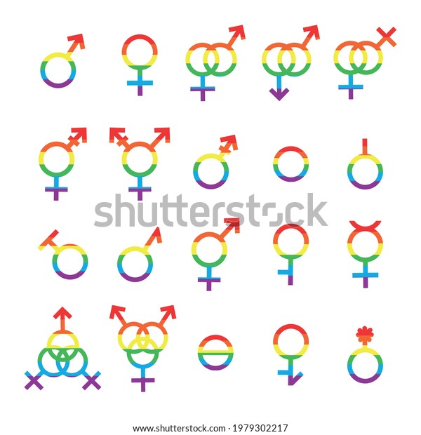 Vector Rainbow Gender Symbols Sexual Orientation Stock Vector Royalty