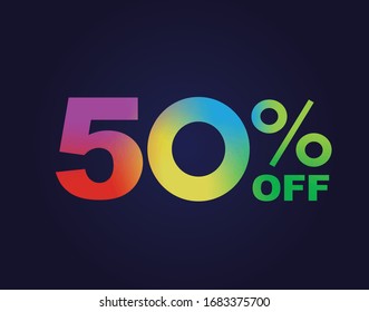 The vector rainbow gradient fifty percent off special discount word text