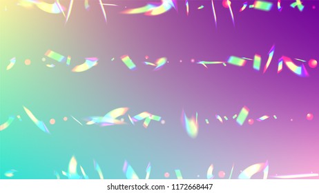 Vector Rainbow Gradient with Sunshine Glare.  Iridescent Background. Holographic Light Glitch Effect. Trendy Hologram Vector Background. Mesh Holographic Foil. Creative Festive Backdrop. 
