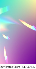 Vector Rainbow Gradient with Sunshine Glare.  Iridescent Background. Holographic Light Glitch Effect. Mesh Holographic Foil. Trendy Hologram Vector Background. Creative Festive Backdrop. 
