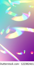 Vector Rainbow Gradient with Sunshine Glare.  Iridescent Background. Holographic Light Glitch Effect. Creative Festive Backdrop. 
Mesh Holographic Foil. Trendy Hologram Vector Background.
