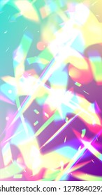 Vector Rainbow Gradient with Sunshine Glare.  Iridescent Background. Holographic Light Glitch Effect.
 
Mesh Holographic Foil. Trendy Hologram Vector Background. Creative Festive Backdrop. 
