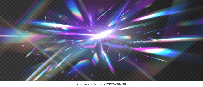 Vector Rainbow Gradient with Sunshine Glare. Transparent light refraction pattern for adding effects to backgrounds and objects. 