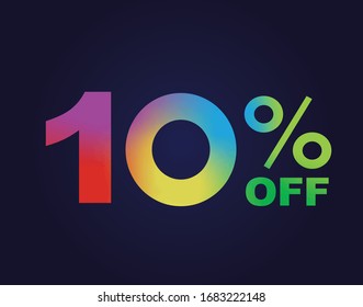 The vector rainbow gradient ten percent off special discount word text