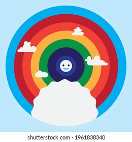 Vector Rainbow with happy sun Design   illustration.