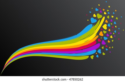 vector of rainbow and hearts