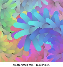 Vector Rainbow Holographic Op-Art Background - Abstract Fluffy Pavonine Design
