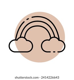 Vector rainbow icon on the background of a beige circle