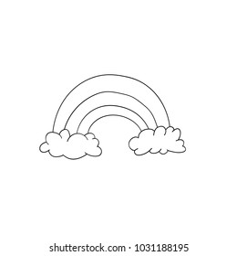 Vector rainbow illustration isolated on white background. Cute animal