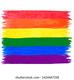 Vector rainbow isolated on white background. LGBT symbol. Hand drawn, paper texture. 