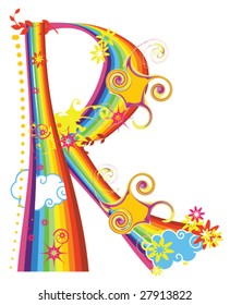 Vector rainbow letter for design