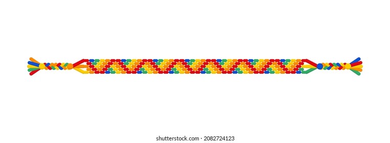 Vektor-Regenbogen-Lugbbt Dreieck Hippie-Freundschaft Armband aus Fäden. Makrame-Normalmuster Pride Parade, LGBT und freie Liebe.
