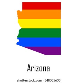 Vector rainbow map of Arizona in colors of LGBT - lesbian, gay, bisexual, and transgender - pride flag. In eps format.