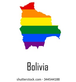Vector rainbow map of Bolivia in colors of LGBT (lesbian, gay, bisexual, and transgender) pride flag.