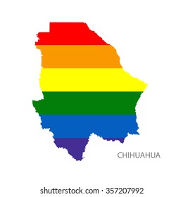 Vector rainbow map of Chihuahua in colors of LGBT - lesbian, gay, bisexual, and transgender - pride flag. 
